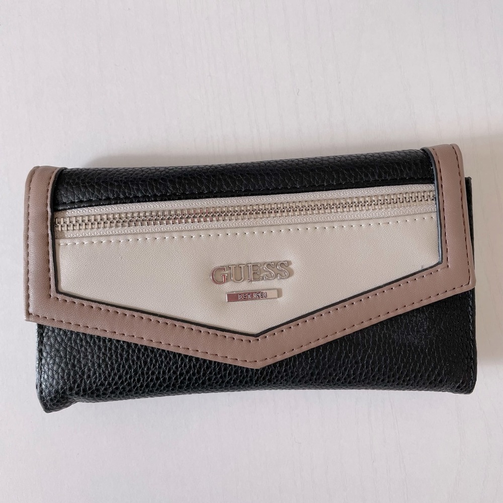 Guess Trifold Womens Black and Tan Waller